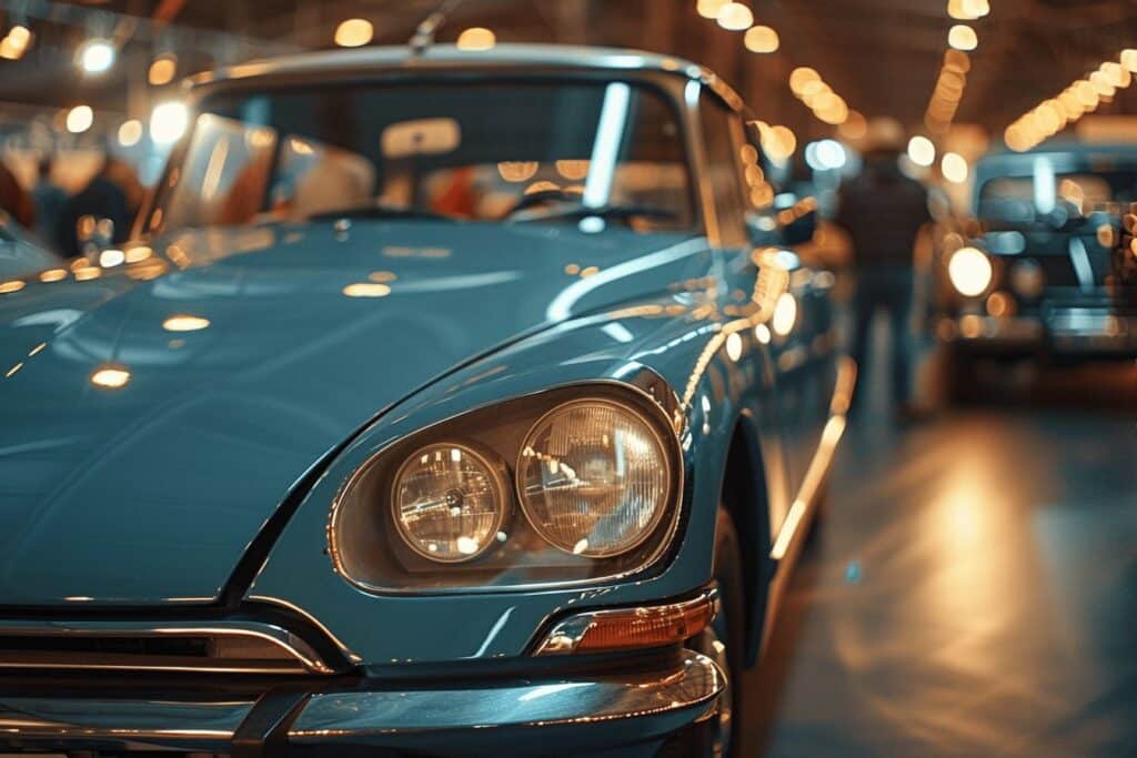 Voitures anciennes exposées lors du salon Rétromobile